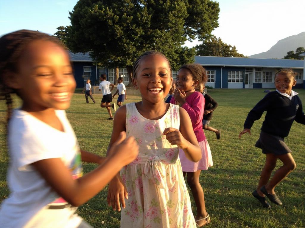 Girls playing outdoors on a sunny day